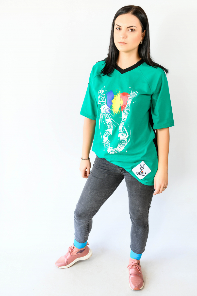 Tricou bicolor V neck